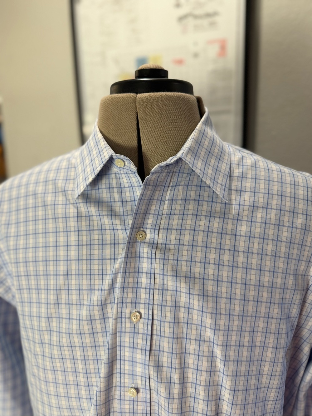 Brooks Brothers 16.5/35 Classic Supima Non-Iron Windowpane French Cuff Shirt